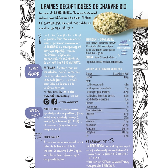 etiquette graines décortiquées chanvre bio