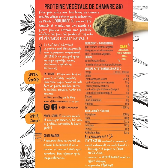 étiquette proteines vegetales de chanvre bio